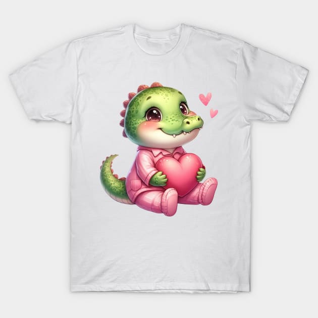 Valentine Love Crocodile T-Shirt by Chromatic Fusion Studio